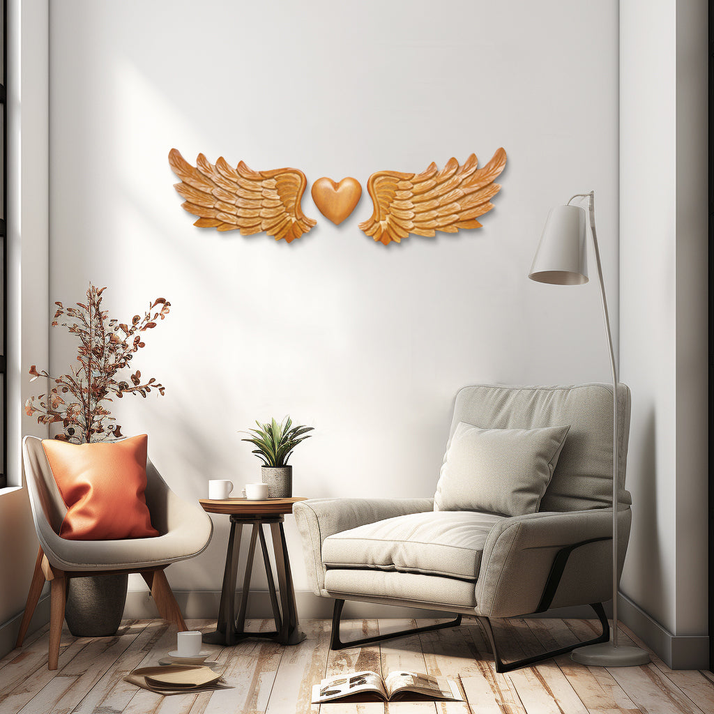 Artisan-crafted 'Heavenly Heartwood' wooden sculpture, evoking heavenly aesthetics and heart-centered design